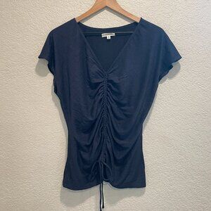 Max Studio Navy Blue Ruched Front Top XL